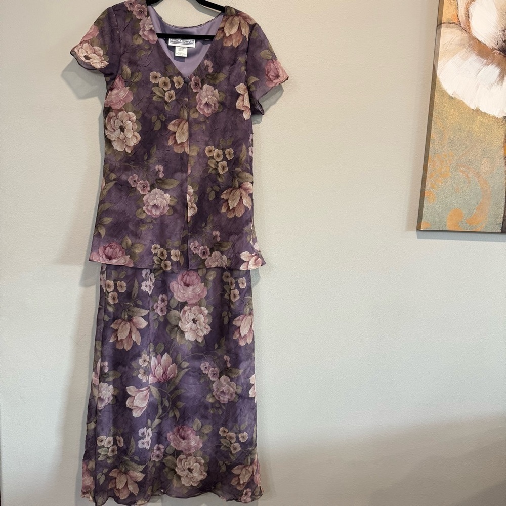 Jessica Howard Maxi Floral Sundress V-Neck Short Sleeve Cottage Garden Floral 14
